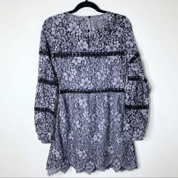 Revolve For Love & Lemons Theodora Bell Sleeve Mini Dress Lace Purple Small - Picture 15 of 16